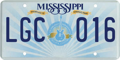 MS license plate LGC016