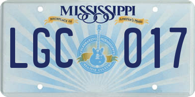 MS license plate LGC017