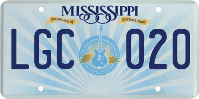 MS license plate LGC020