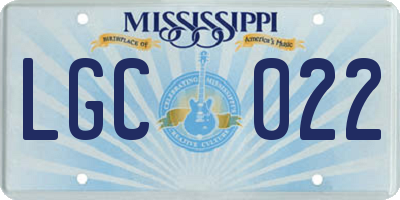 MS license plate LGC022