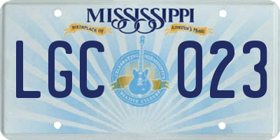 MS license plate LGC023