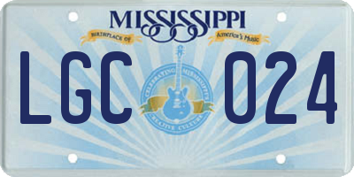MS license plate LGC024
