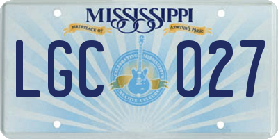 MS license plate LGC027