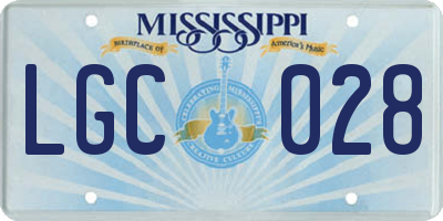 MS license plate LGC028