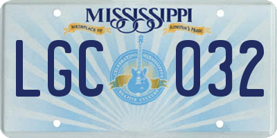 MS license plate LGC032