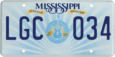 MS license plate LGC034
