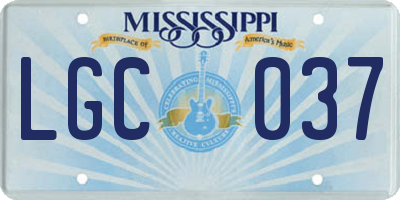 MS license plate LGC037