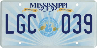 MS license plate LGC039