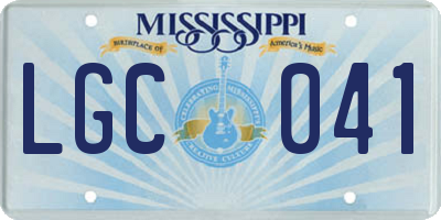 MS license plate LGC041