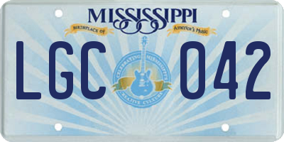 MS license plate LGC042