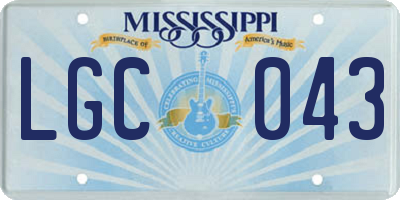 MS license plate LGC043