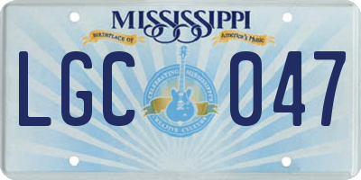 MS license plate LGC047