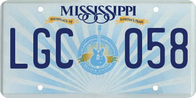 MS license plate LGC058