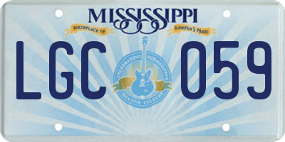 MS license plate LGC059