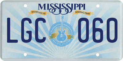 MS license plate LGC060