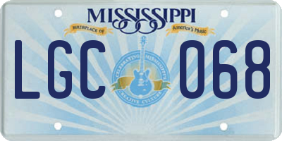 MS license plate LGC068