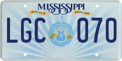 MS license plate LGC070