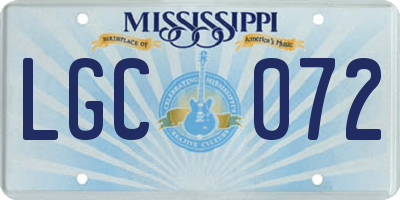 MS license plate LGC072