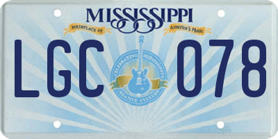 MS license plate LGC078