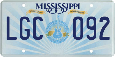 MS license plate LGC092
