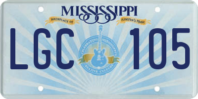 MS license plate LGC105