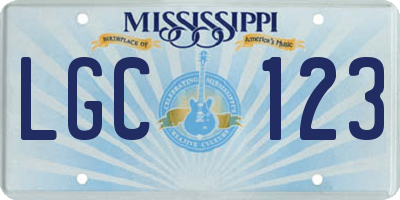 MS license plate LGC123
