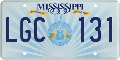 MS license plate LGC131