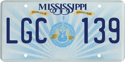MS license plate LGC139