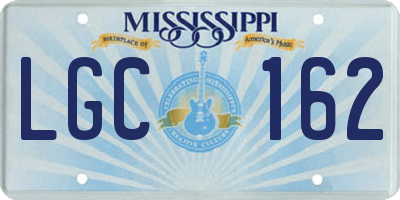MS license plate LGC162