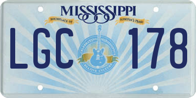 MS license plate LGC178