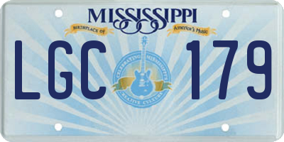 MS license plate LGC179