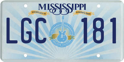 MS license plate LGC181