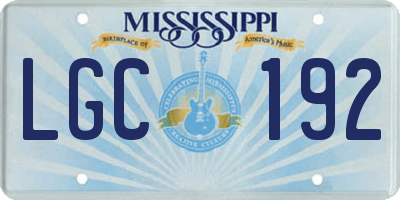 MS license plate LGC192