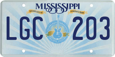 MS license plate LGC203
