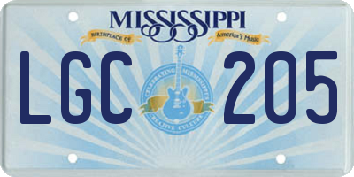 MS license plate LGC205
