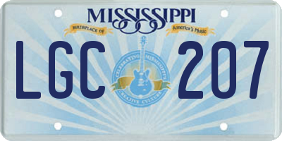 MS license plate LGC207