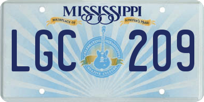 MS license plate LGC209