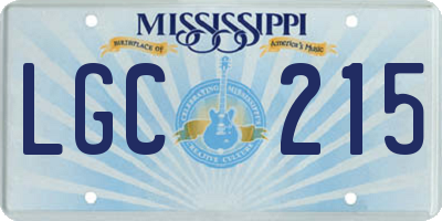 MS license plate LGC215