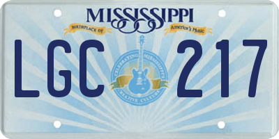 MS license plate LGC217