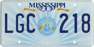 MS license plate LGC218