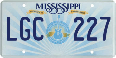 MS license plate LGC227