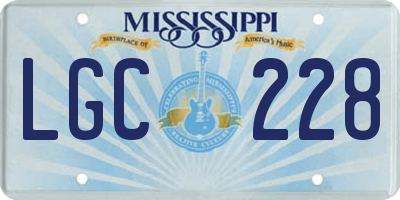 MS license plate LGC228