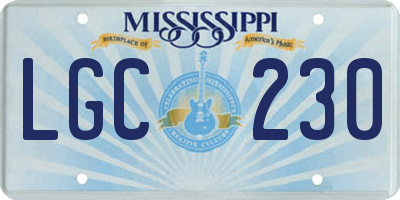 MS license plate LGC230