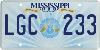 MS license plate LGC233