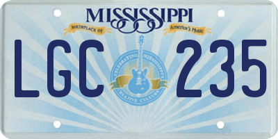 MS license plate LGC235