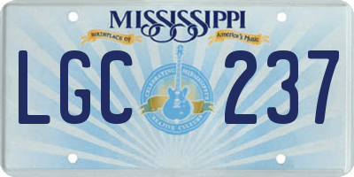 MS license plate LGC237