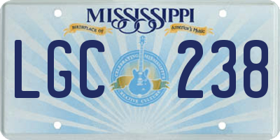 MS license plate LGC238