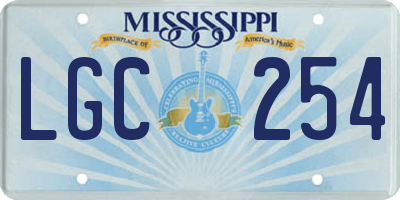 MS license plate LGC254