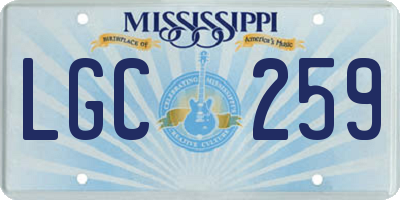 MS license plate LGC259