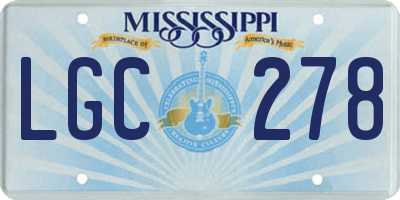 MS license plate LGC278